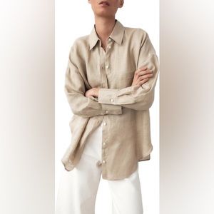 Zara 100% Linen Oversized Button Down